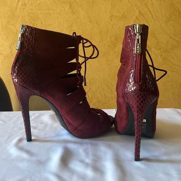 Bebe burgundy suede ankle boot high heels - Picture 5 of 8